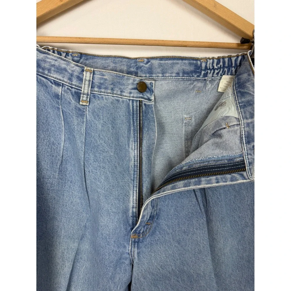 Wrangler Rugged Wear Jeans Mens 36x32 Blue Pleated Carpenter Light Wash USA